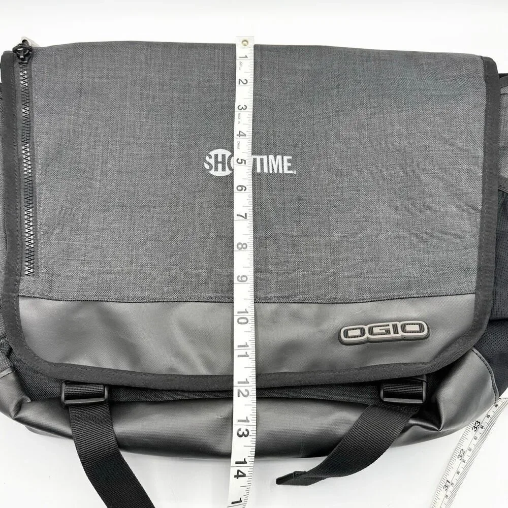 Ogio Charcoal Grey Canvas Sly Black Messenger Bag New Embroidered